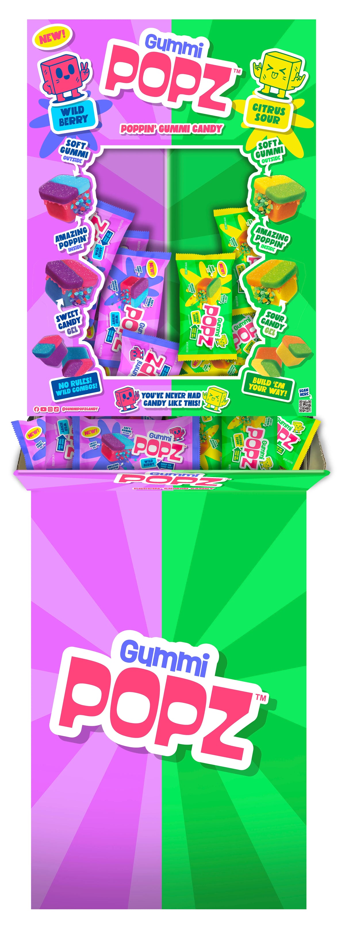 Gummi Popz pre-loaded Sweet and Sour floor display unit